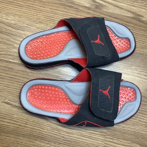 Jordan Hydro IV Retro Shoes Mens Size 10 Slide Sandals 532225-001 Black Red - Picture 8 of 9